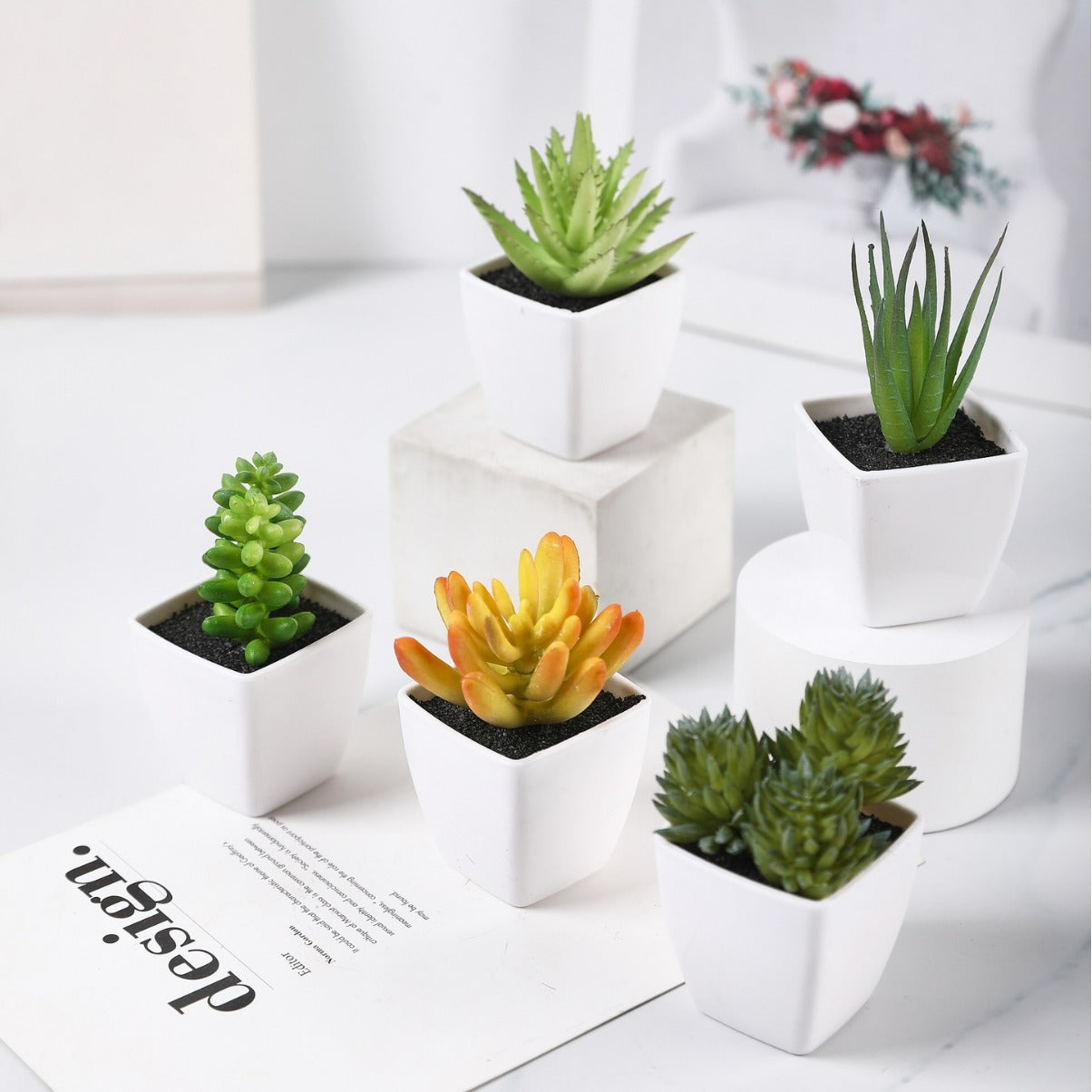 Mini Faux Thin Leaf Aloe Succulents