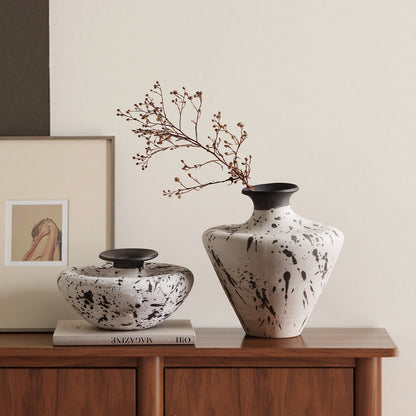 Splatter Ink Spot Ceramic Vase