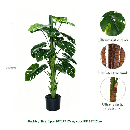 3' Faux Small Leaf Monstera Plant