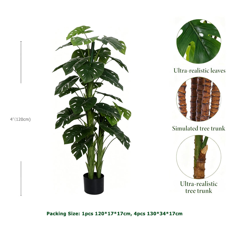 4' Faux Small Leaf Monstera Plant