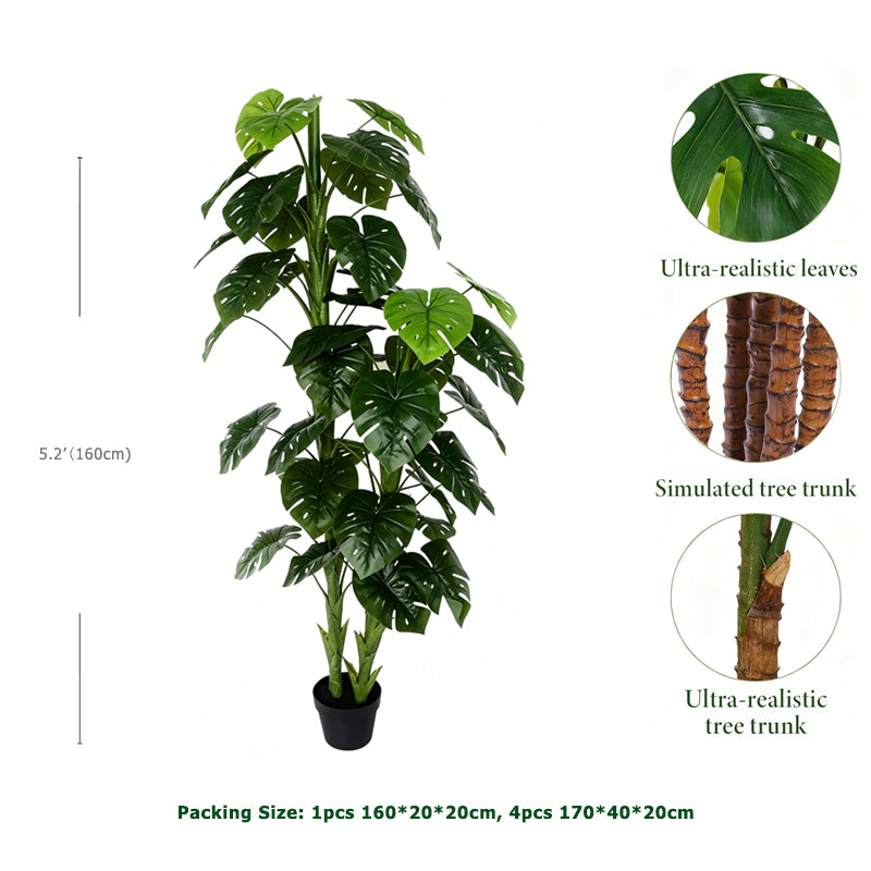 5.3' Faux Small Leaf Monstera Plant