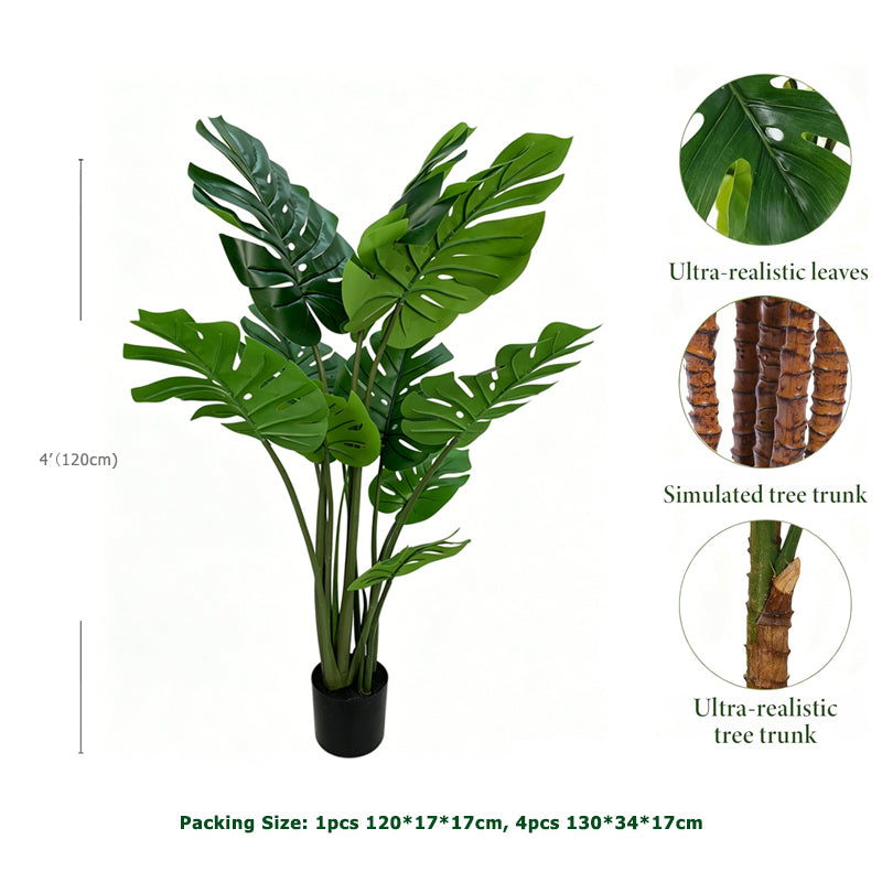 4' Faux Monstera Plant