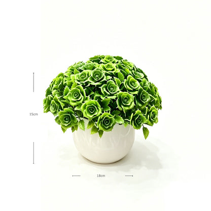 Mini Faux Green Rose Decor