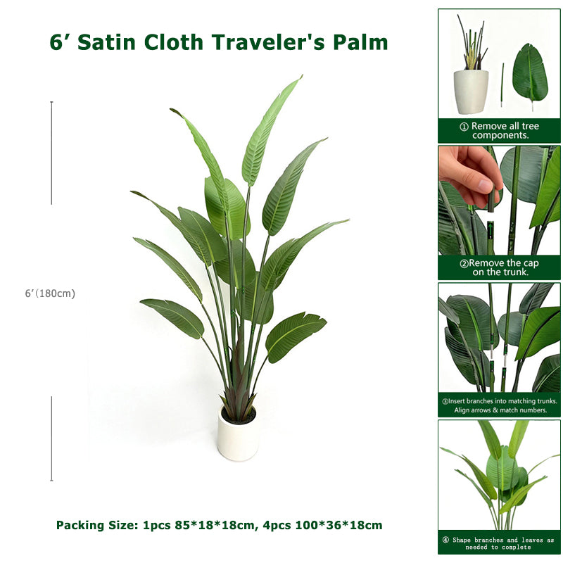 6' Colored Stem Satin Cloth Traveler's Palm