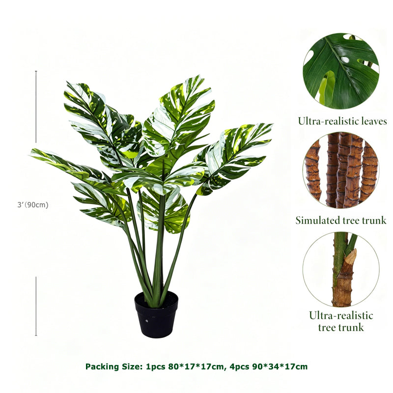3' Faux Variegated Monstera Plant