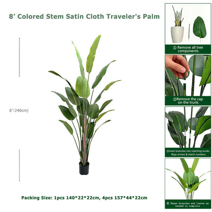 8' Colored Stem Satin Cloth Traveler's Palm