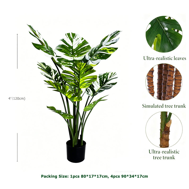 4' Faux Variegated Monstera Plant