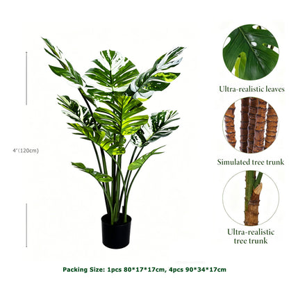 4' Faux Variegated Monstera Plant