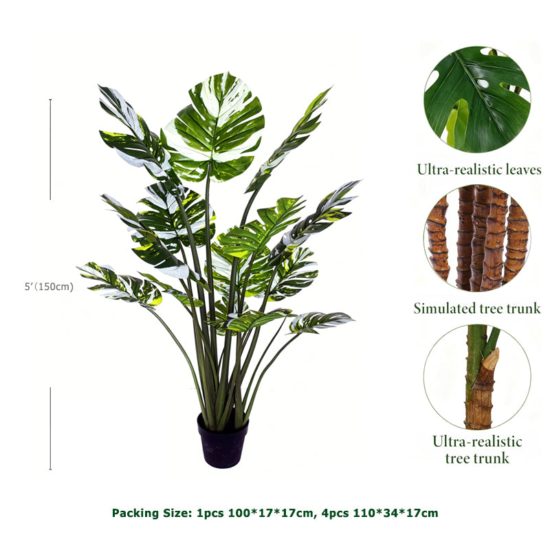 5' Faux Variegated Monstera Plant