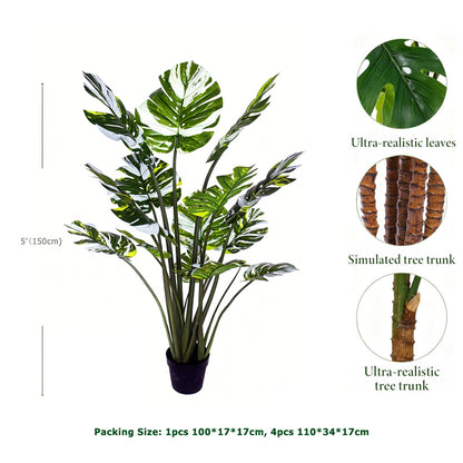 5' Faux Variegated Monstera Plant