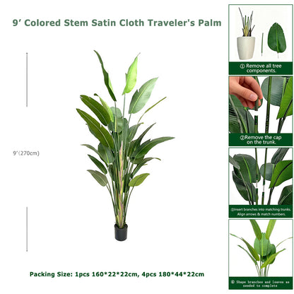 9' Colored Stem Satin Cloth Traveler's Palm