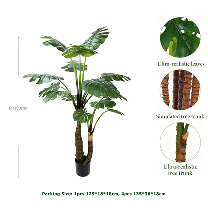 6' Faux Two-Stem Monstera Plant