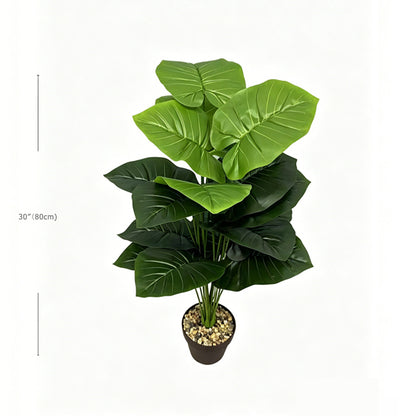 30" Faux Two Tone Light & Dark Green Taro Plant