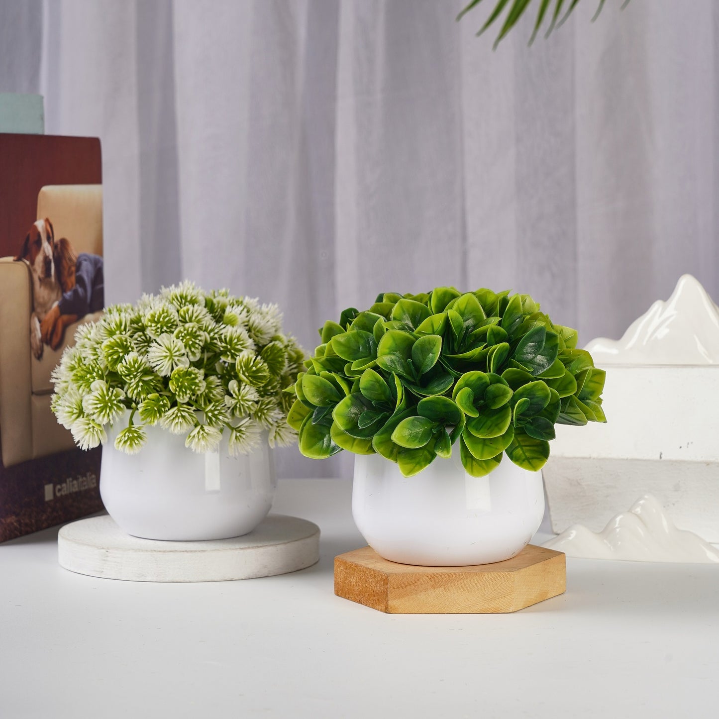 Mini Faux Boxwood Desk Pot