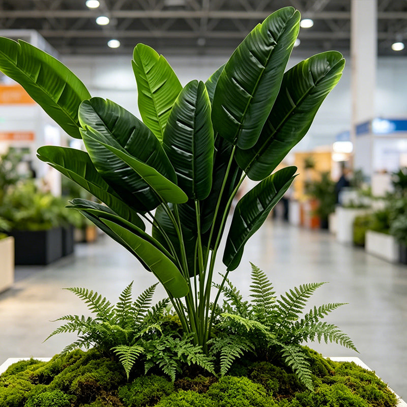 30" Faux Traveler Palm, 18 Pure Green Leaves