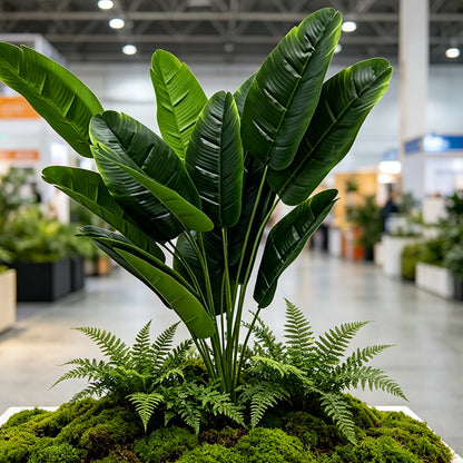 30" Faux Traveler Palm, 18 Pure Green Leaves