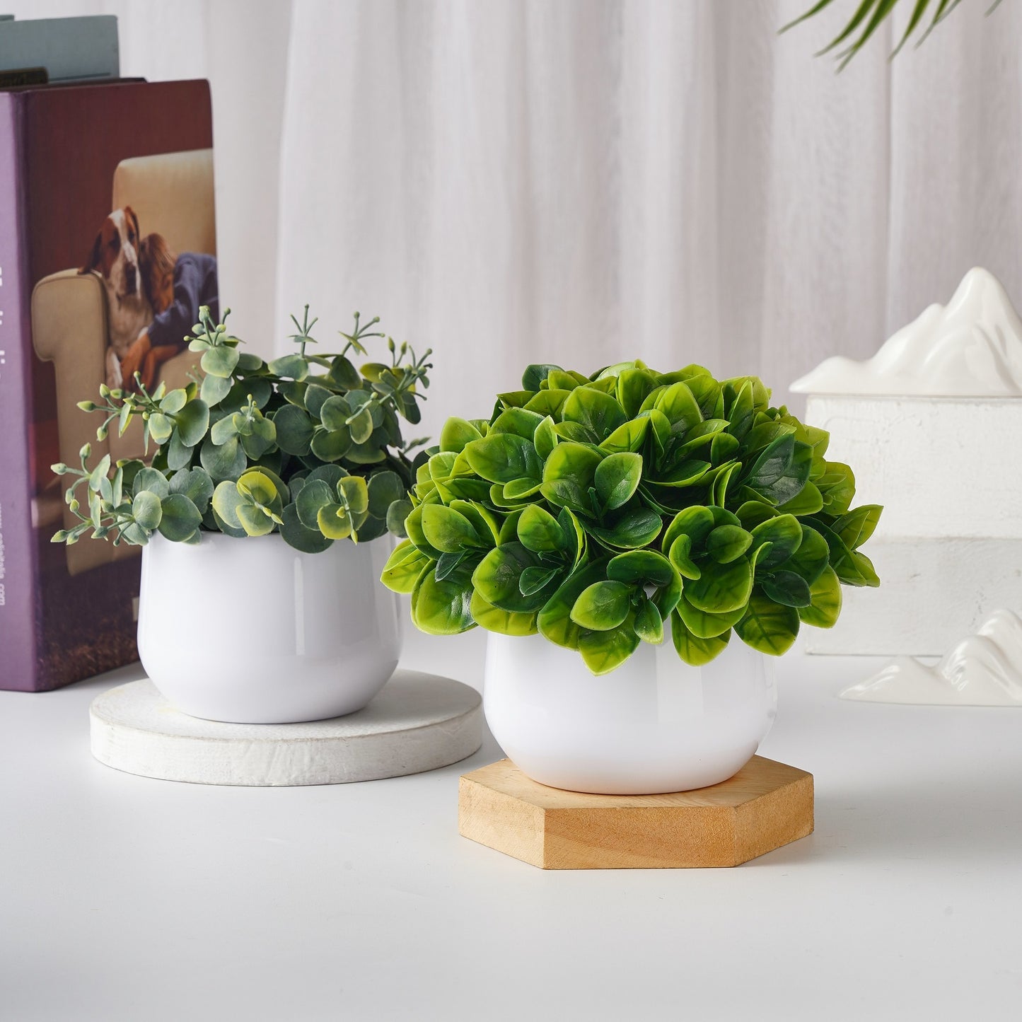 Mini Faux Boxwood Desk Pot