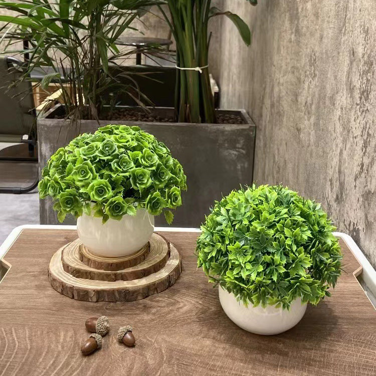 Mini Faux Green Rose Decor