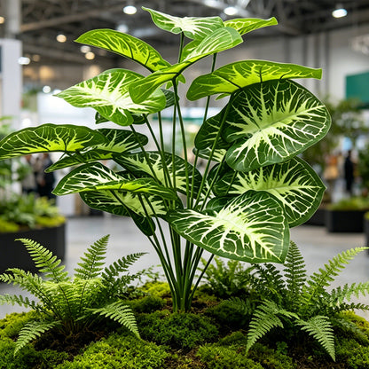 30" Faux White Vein Green Caladium Plant