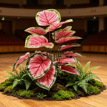 30" Faux Pink Heart Caladium Plant