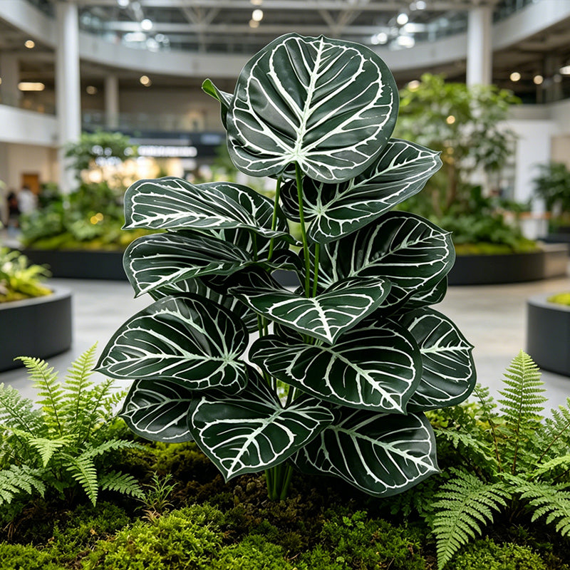 30" Faux Dark Green White Vein Caladium