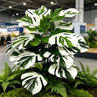 30" Faux White Green Variegated Monstera