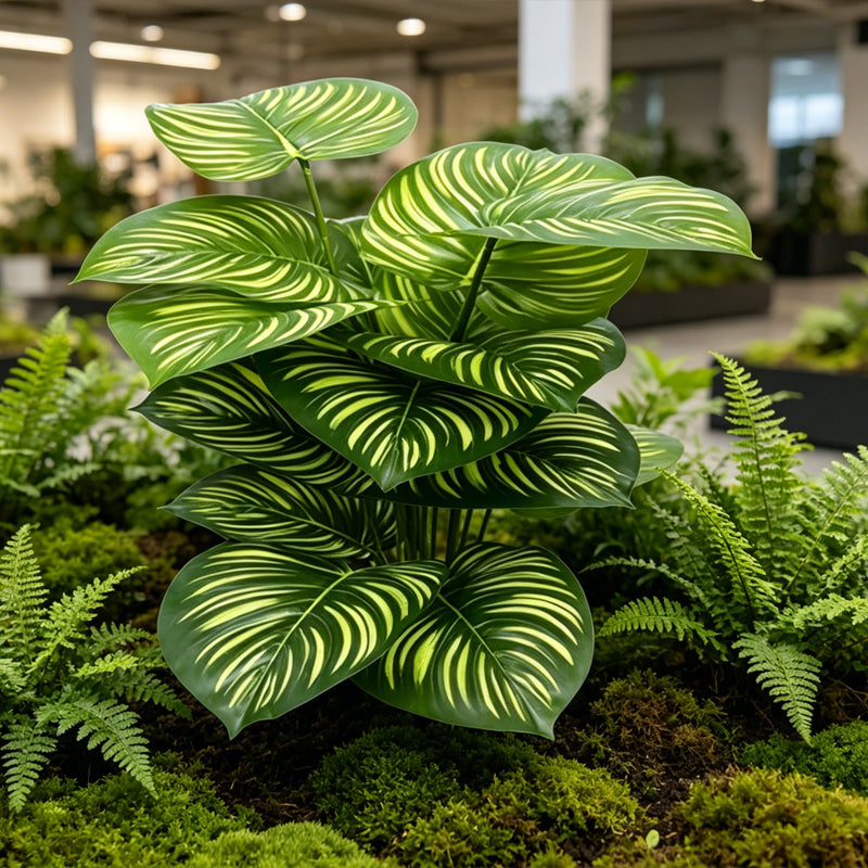 30" Faux Light Green Striped Calathea Orbifolia