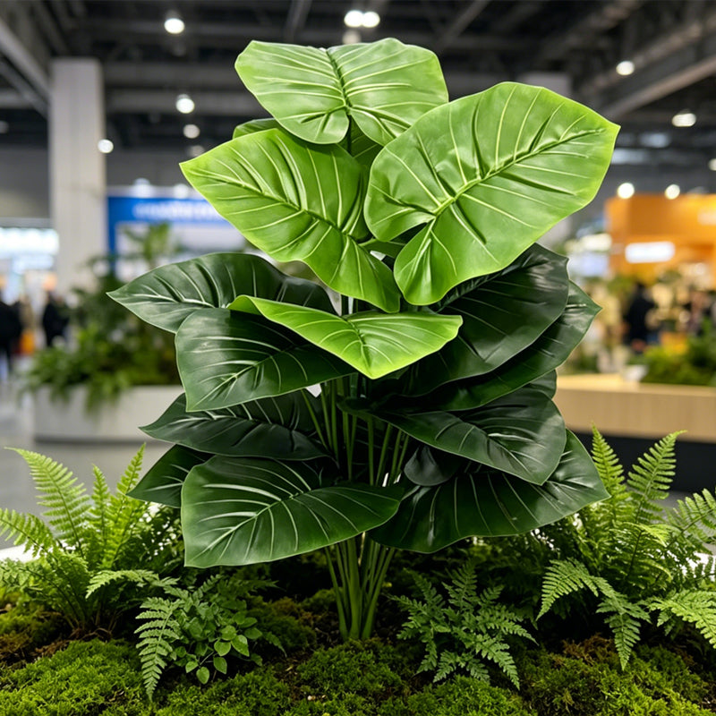 30" Faux Two Tone Light & Dark Green Taro Plant