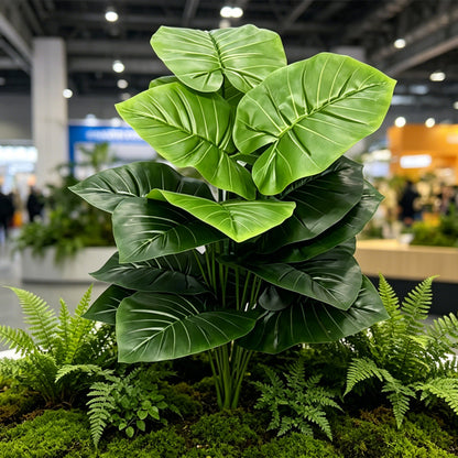 30" Faux Two Tone Light & Dark Green Taro Plant