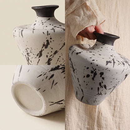 Splatter Ink Spot Ceramic Vase