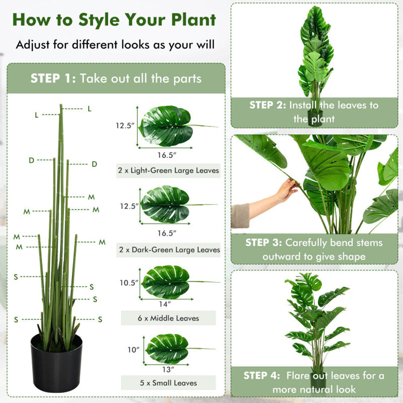 4' Faux Small Leaf Monstera Plant