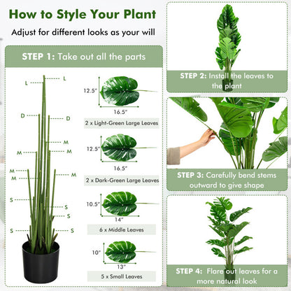 4' Faux Small Leaf Monstera Plant