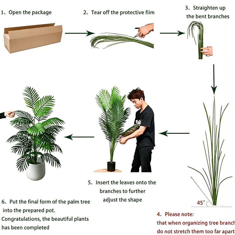 5' Faux Large Leaf Palm Tree