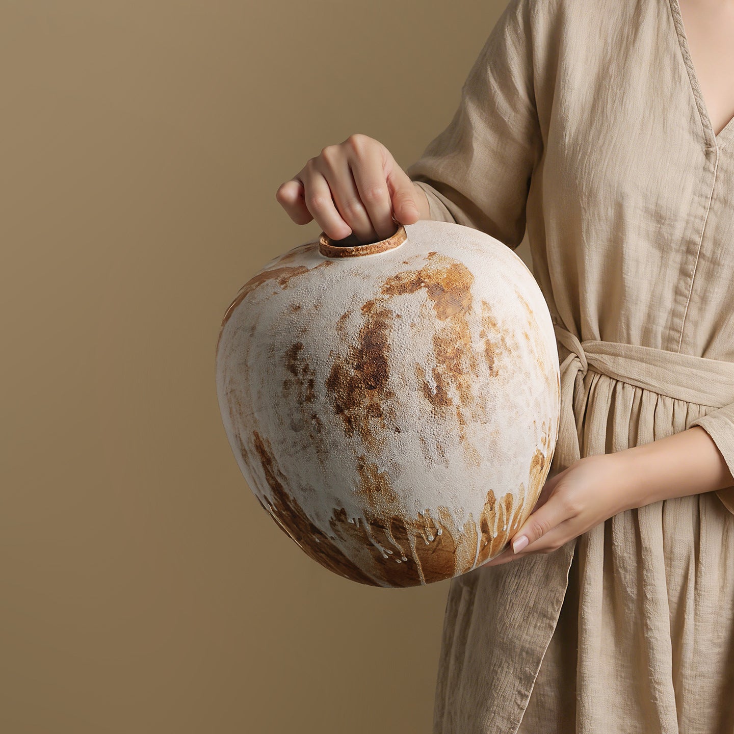 Simple White Full Moon Vase
