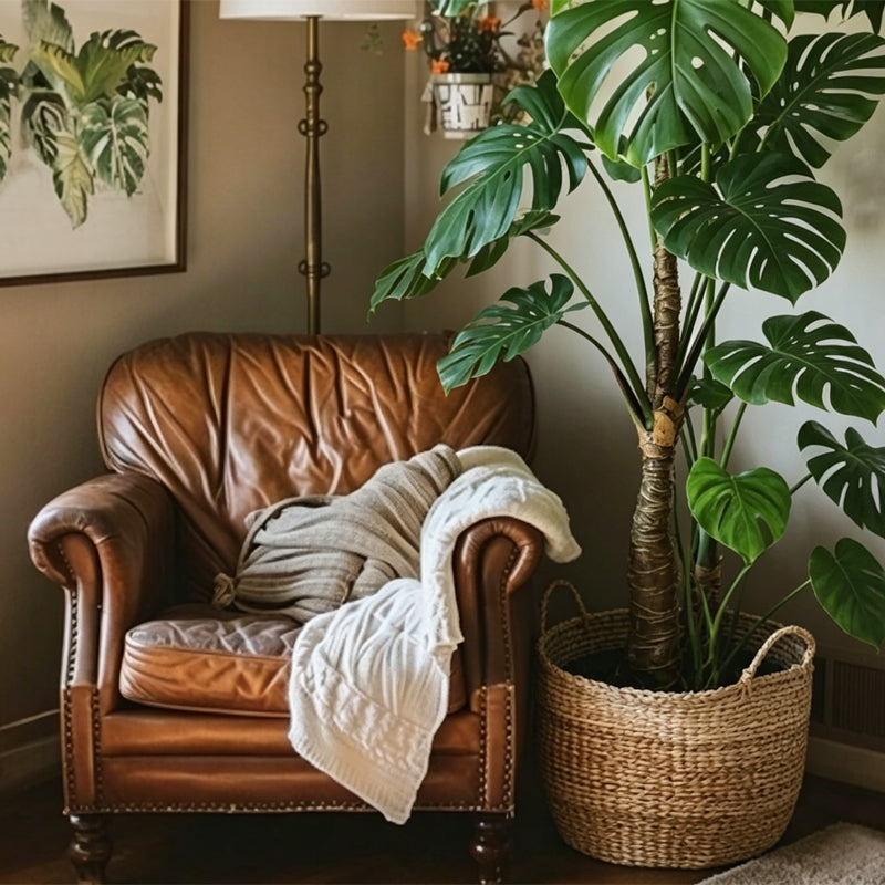 4' Faux Small Leaf Monstera Plant