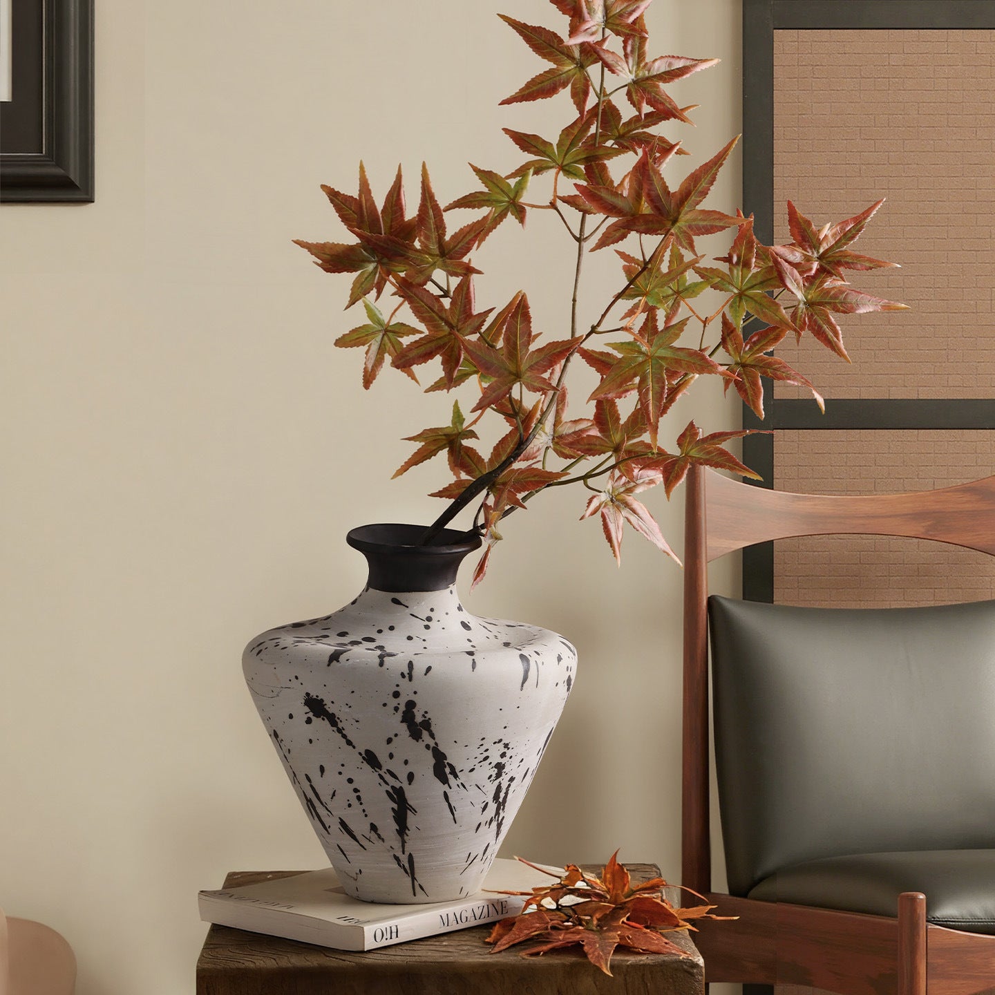 Splatter Ink Spot Ceramic Vase