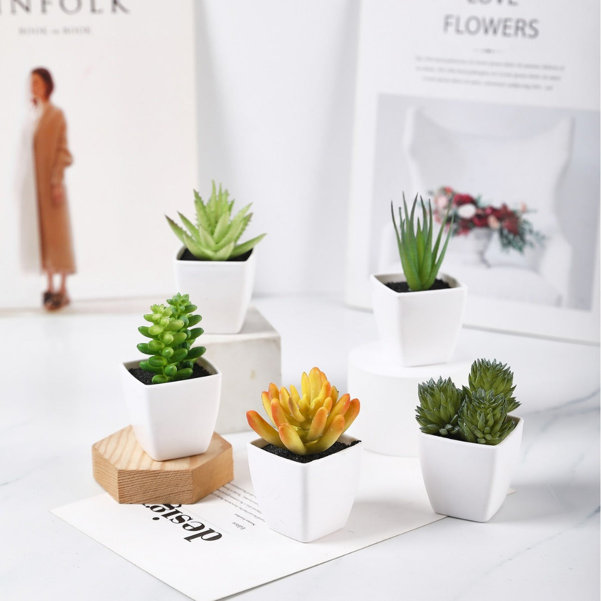 Mini Faux Thin Leaf Aloe Succulents